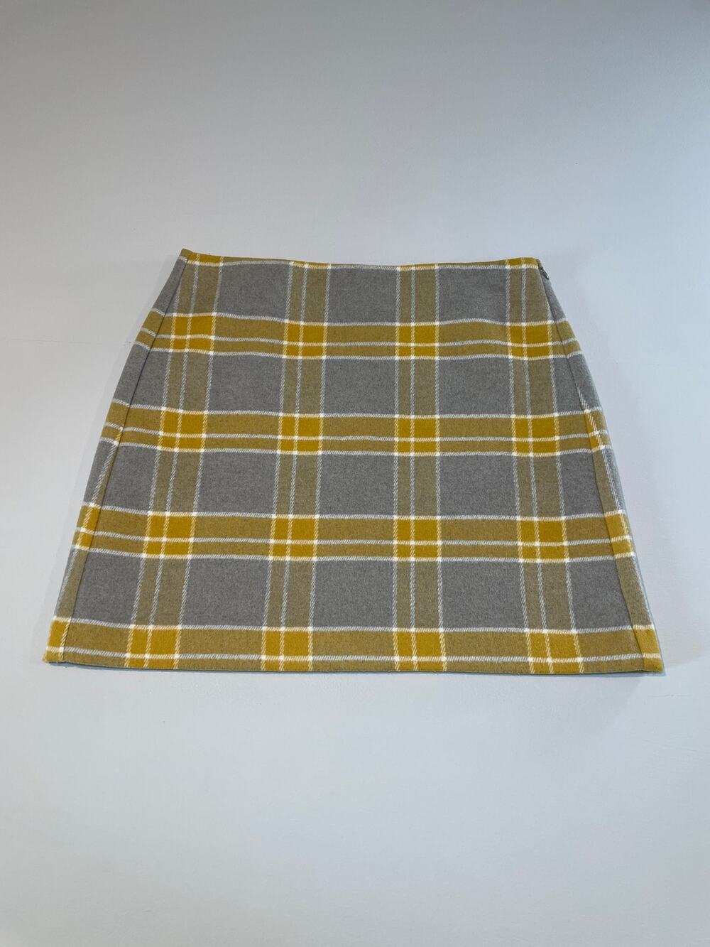LOFT Plaid Skirt Size 10 Gray Yellow Fully Lined Short Length